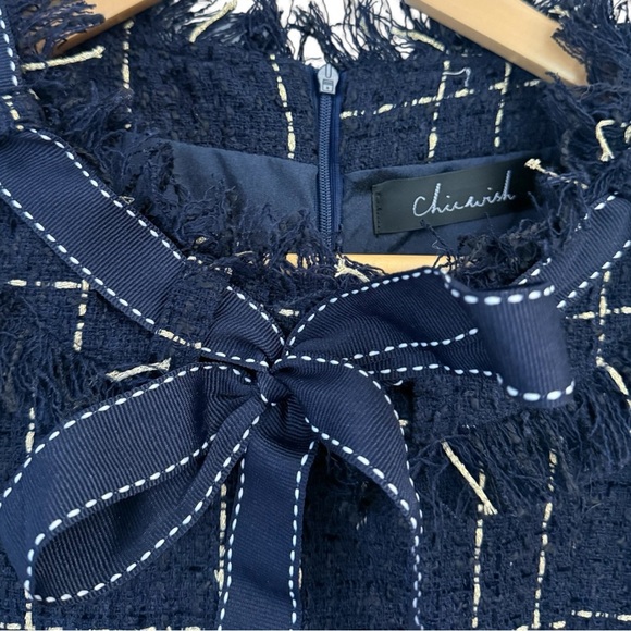 Chicwish Navy Twead Dress with Bow Tie - Picture 6 of 10